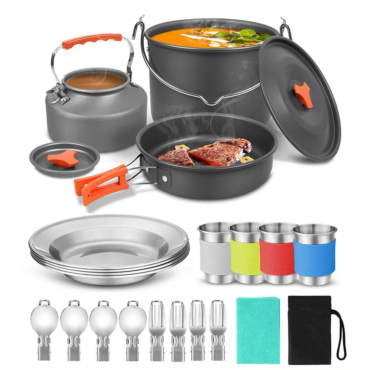 Camping Cooking One Pot - 4-5 person aluminum outdoor camping cookware