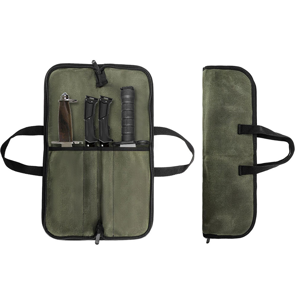 Camping Cooking Backpack - Waxed Canvas Knife Roll Bag Multi