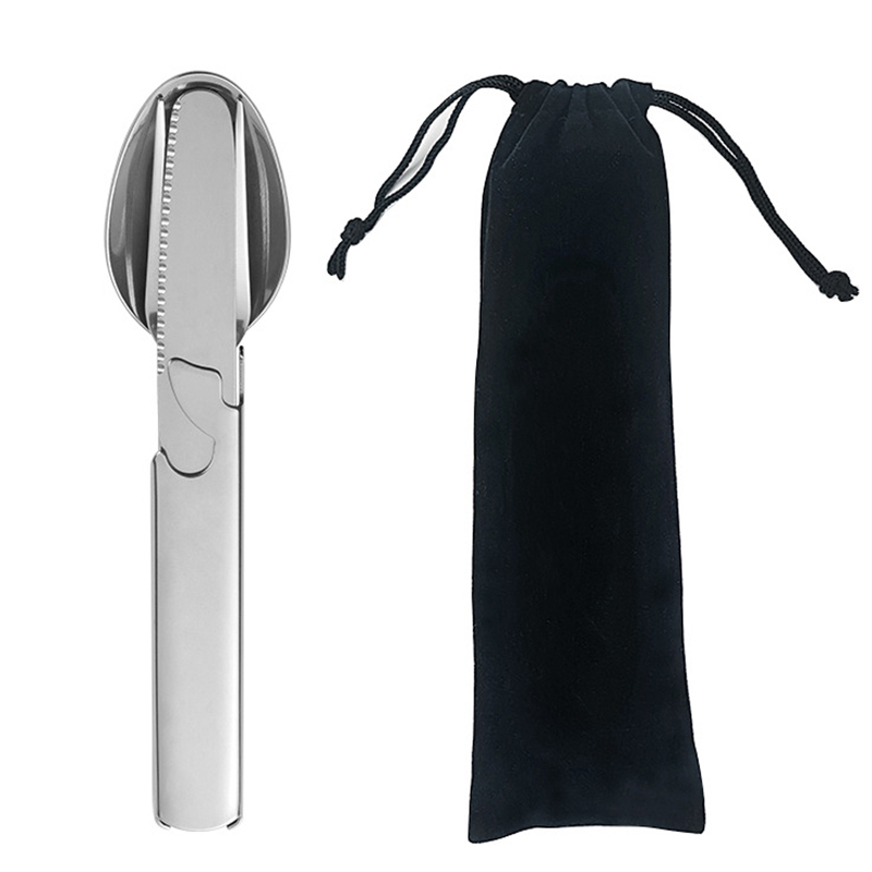 Camping Cooking And Eating Set - 4Pcs/Set Portable Stainless Steel Combination Cutlery