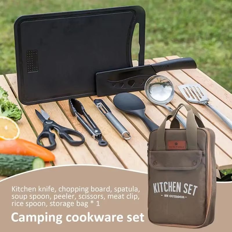 8pcs Camping Kitchen Cookware  - Camping Cooking Backpack recension och pris