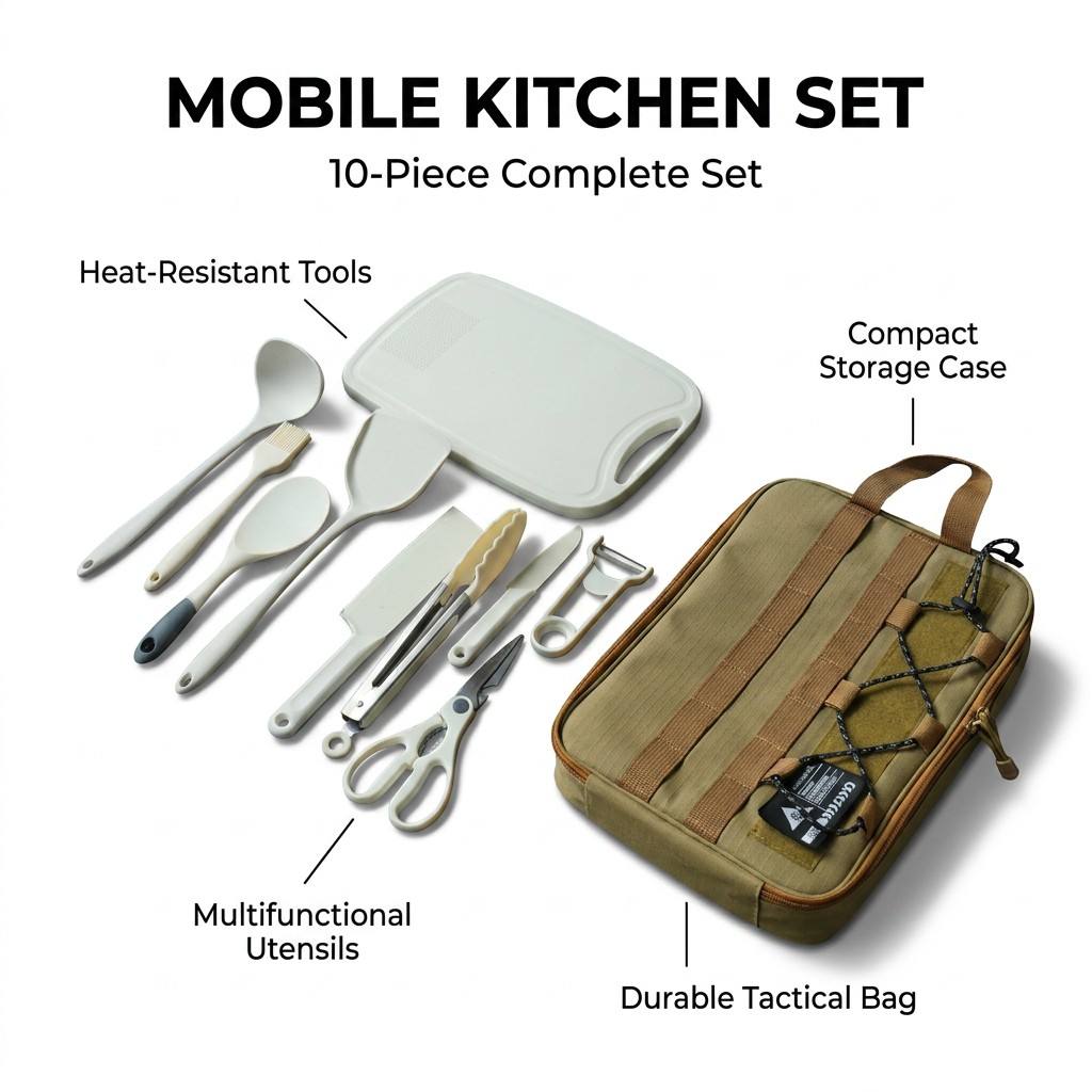 Portable 9Pcs Camping Kitchenw - Camping Cooking Backpack recension och pris