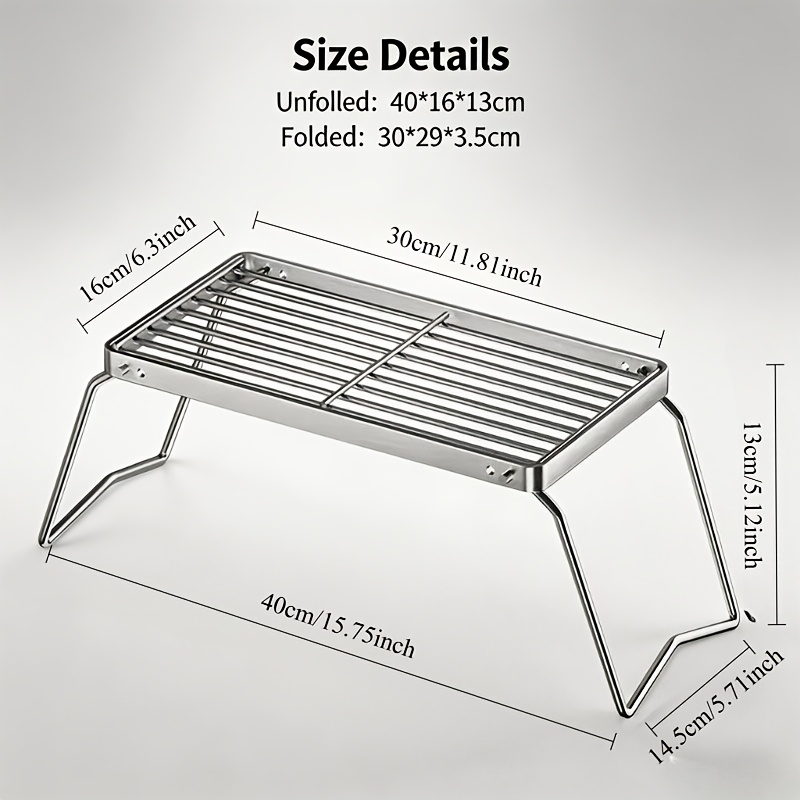 Portable Foldable Stainless Ca - Camping Cooking Meat recension och pris