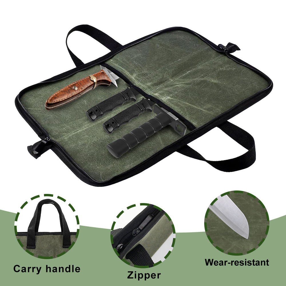 Waxed Canvas Knife Roll Bag Mu - Camping Cooking Backpack recension och pris