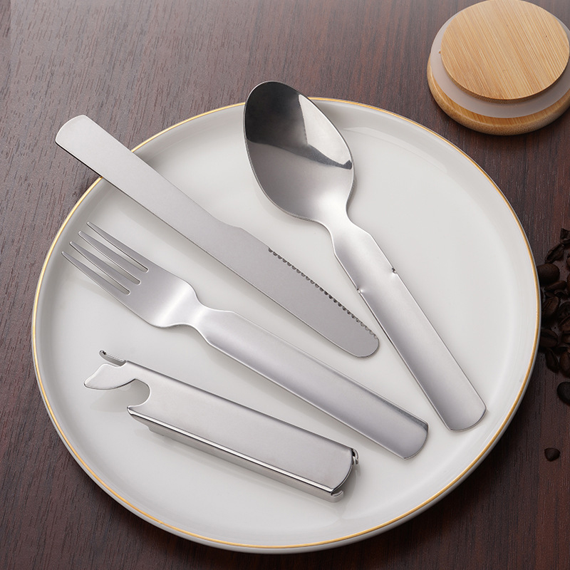 4Pcs/Set Portable Stainless St - Camping Cooking And Eating Set recension och pris