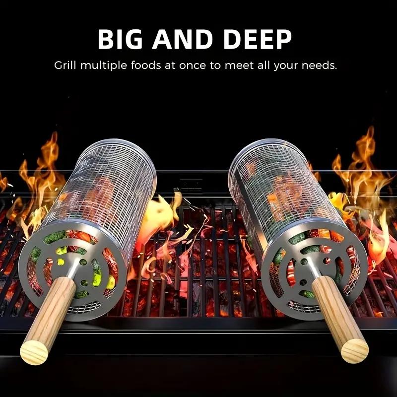 Stainless Steel BBQ Grill Bask - Camping Cooking Meat recension och pris
