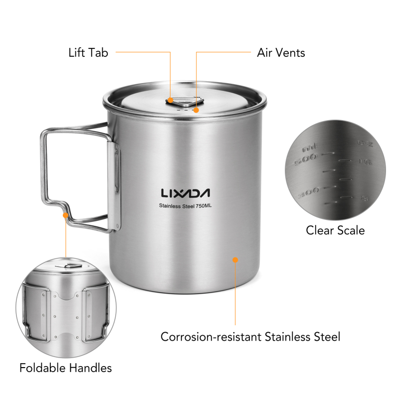 Lixada 750ml Cup Outdoor Stain - Camping Cooking Backpack recension och pris