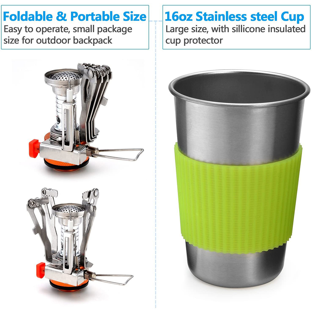 Camping Cookware Kit with Stov - Camping Cooking Backpack recension och pris